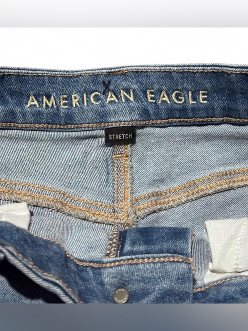 American Eagle Outfitters Light Blue High-Rise Cuffed Denim Shorts - Picture 2 of 5